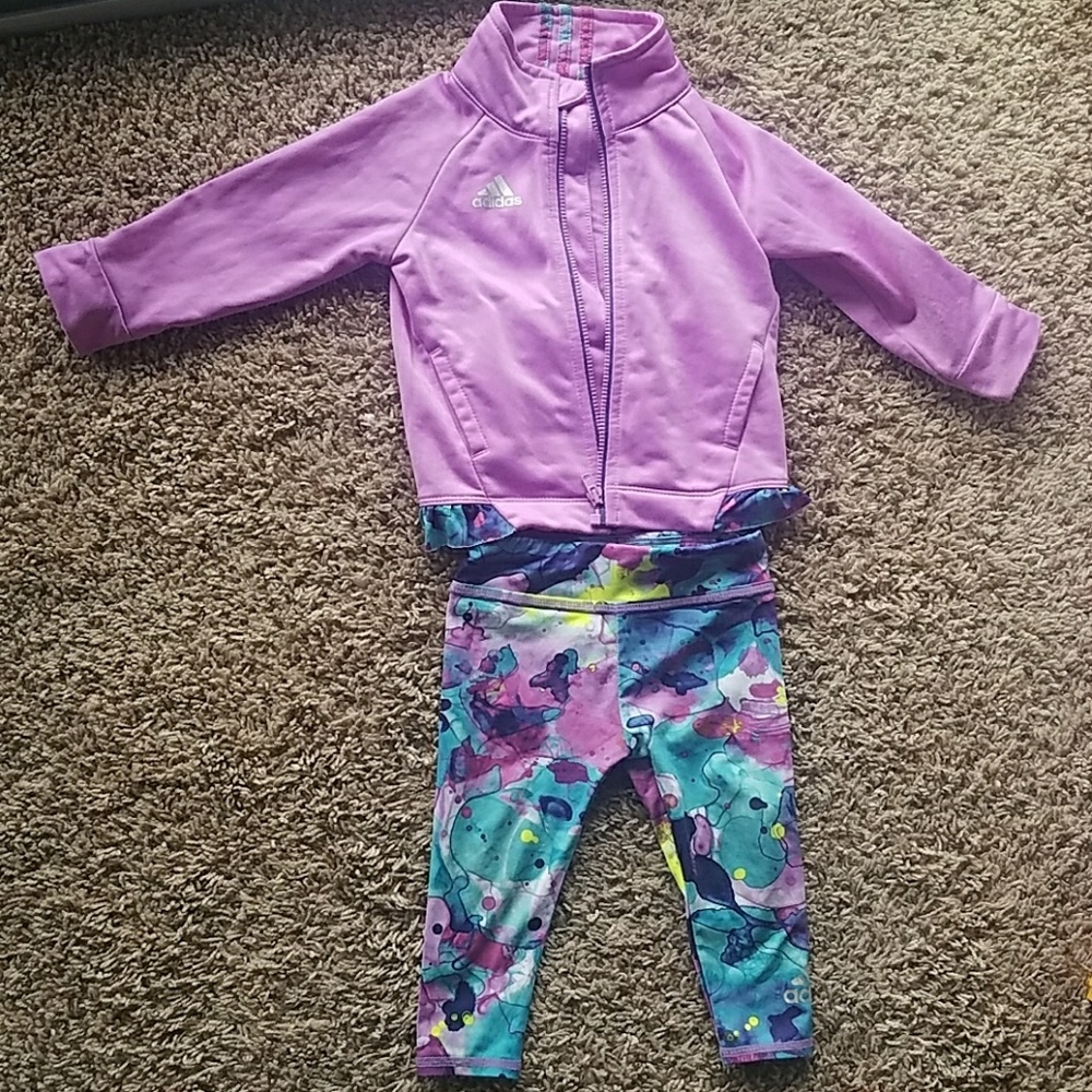 Purple and Multicolor Swirl Adidas Tracksuit